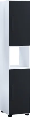 Produktbild von VCM Holz Badmöbel Unterschrank Hochschrank, Midischrank Bad  Schrank Flandu Weiß / Schwarz