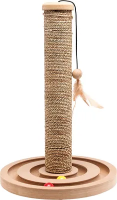 Produktbild von Karlie Kratzbaum Seegras mit Spielzeug  Holz/Sisal Natur 30 x 30 x 44 cm