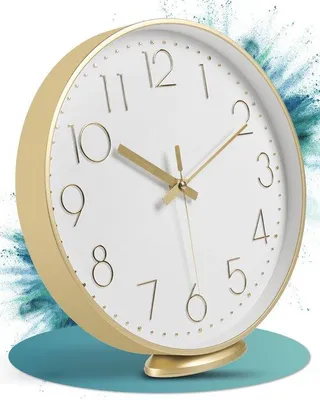 Produktbild von LATENO Wanduhr Gold 30 cm analog modern geräuschlos stilvoll