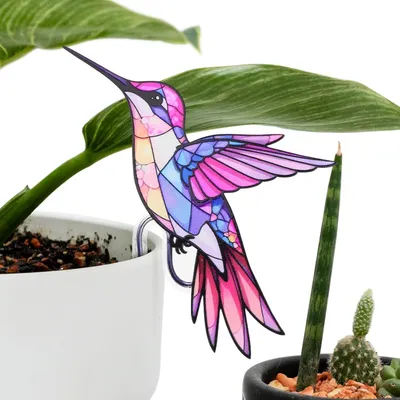 Productafbeelding van Acryl-kolibrie decoratie – Lente thema – Geschikt voor tuinplanten en potplanten, zowel binnen als buiten