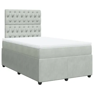 Productafbeelding van Boxspring met matras fluweel lichtgrijs 120x190 cm