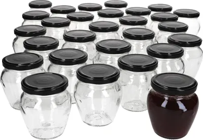 Produktbild von 75er Set Marmeladengläser 212ml Deckel Schwarz Twist-Off TO 63 Einmachgläser Antipasti Konfitüre