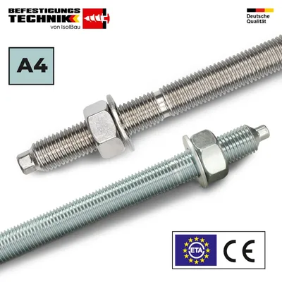 Isolbau Ankerstange M8 x 110 mm verzinkt 5 Stück Verbundanker Gewindestange ETA