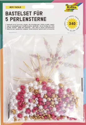 Image de folia Perlensterne-Set, 340-teilig, rot / gold / perlweiá