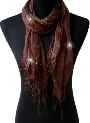 Produktbild von Schal Tuch Stola Damenschal Glitzerpunkte Fransenschal mocca T5209