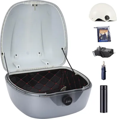 Immagine prodotto di Bauletto per moto con serratura a combinazione, portapacchi posteriore impermeabile in ABS per biciclette elettriche, scooter, grigio
