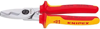 Zdjęcie produktu dla Knipex 95 16 200, Ręczny obcinacz do kabli, Czerwony, Żółty, Chrom, 2 cm, VDE, 200 mm