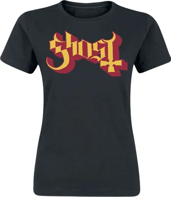 Produktbild von Ghost T-Shirt Damen Logo Gold And Red schwarz M