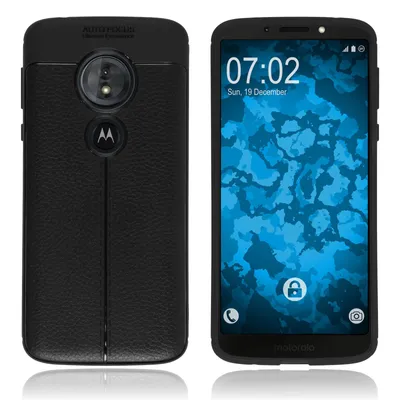 Produktbild von PhoneNatic Case kompatibel mit Lenovo Moto G6 Play - schwarz Silikon Hülle Lederoptik Cover