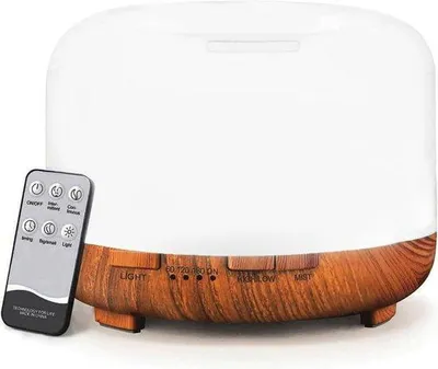 Immagine prodotto di Diffusore di oli essenziali e umidificatore con capacità di 500 ml, LED a 7 colori e telecomando per aromaterapia e camera da letto