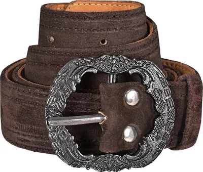 Produktbild von Herren Trachtengürtel aus Echtleder Trachten Lederhosen Gürtel mit Trachten Schnalle, Größe:58-60, Farbe:Dunkelbraun