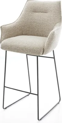 Produktbild von DELIFE Barstuhl Alja-Flex Webstoff Soft Beige Kufengestell Metall Schwarz Taschenfederkern