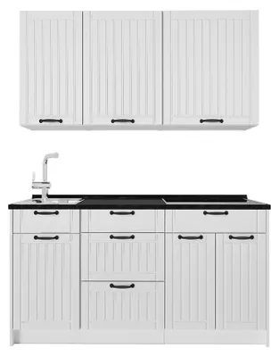 Productafbeelding van Eenpersoonskeuken Vicco Fame-Line Wit Landhuis/Wit 150 cm, WB Antraciet, Model 64831