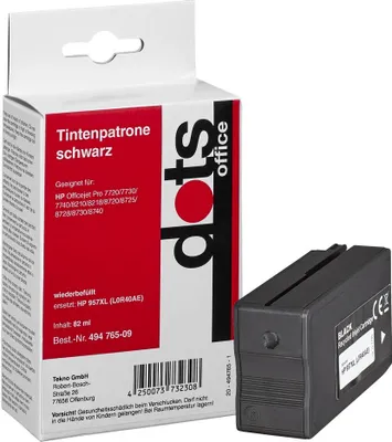 Produktbild von dots schwarz Druckerpatrone kompatibel zu HP 957XL (L0R40AE)
