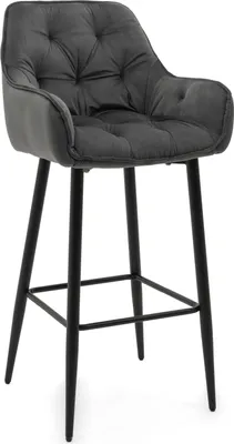 Produktbild von NEW HOME Barhocker SIENA gepolsterter für Wohnzimmer Esszimmer Glamour - grau - moderne Samt Velours Möbel