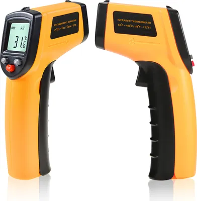 Produktbild von Infrarot Thermometer Digitale Berührungslose Kontaktlos Temperaturpistole -50°C bis 380°C Temperaturmesser für Industrie Küche Backofen Orange Retoo