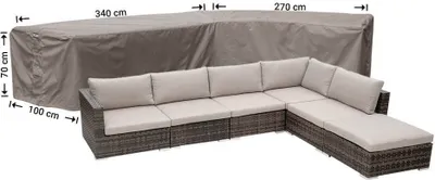 Produktbild von Raffles Covers Schutzhülle für L-Form Ecklounge 340 x 270 x 100 H: 70 cm | Atmungsaktiv | Wasserdicht | UV-beständig | Elastischer Kordelzug