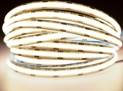 Produktbild von LUMILED LED Streifen 5M, 1920 LEDs 12V neutralweiß 4000K, 50W NEON LED Strip, COB LED Band IP65 wasserdicht, Hohe Helligkeit 5500 lm Selbstklebend, Lichtband Außenbereich Küche, ohne Netzteil