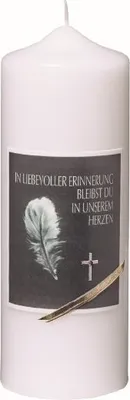 Produktbild von Gedenkkerze, Trauerkerze In Liebevoller Erinnerung 20 x 7 cm, Weiß