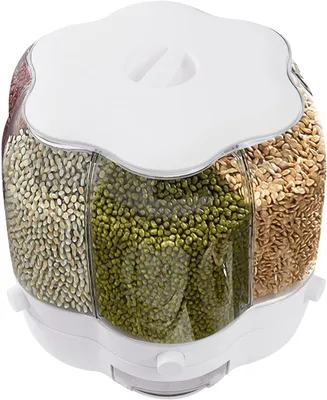 Obrázek produktu pro Dávkovač obilovin Kuchyňský dávkovač rýže 360° rotace 6 mřížek Dávkovač obilovin Kapacita 12,5 kg / 27,56 liber