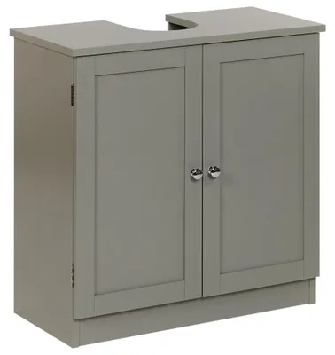 Produktbild von BELIANI Waschbeckenunterschrank Grau MDF 60 x 30 cm Stehend mit Türen Klassisches Design Badezimmer Unterschrank ohne Waschbecken