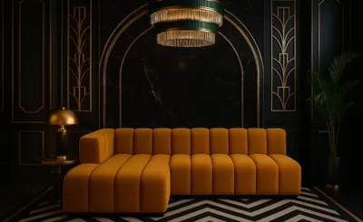 Image de Canapé d'angle GRAND L 295 cm, tissu Salvador, jaune, gauche