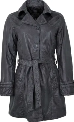 Produktbild von MADDOX - Damen Trenchcoat Ledermantel Mantel Lammnappa schwarz : 40