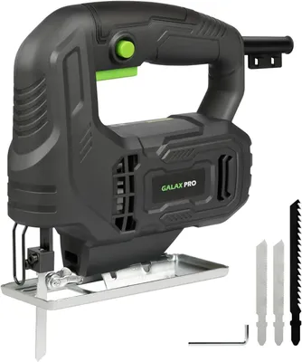Image de Scie sauteuse électrique - 400 W. Scie à onglets - 3000 courses par minute - Coupe d'onglet à ±45° - Verrouillage pour fonctionnement continu - Lames de scie pour bois et métal