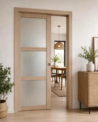 Image de Porte Coulissante Frake Vitree H204 x L83 + Systeme a galandage et kit de finition inclus (serrure)