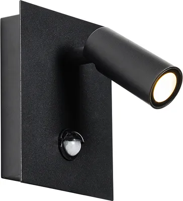 Produktbild von Außenwandleuchte Schwarz inkl  LED IP54 Bewegungssensor Simon