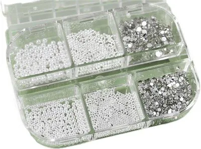 Productafbeelding van Nageldecoratie Steentjes - Parel Decoratie - Nagels Versieren - 3D Ronde Vorm - 6 Raster - Wit