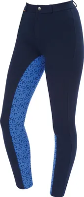 Produktbild von Saxon Kinder Reithose Warm Up WB183 (Bund 53,35 cm) (Marineblau/Blau/Hufeisen-Druck)