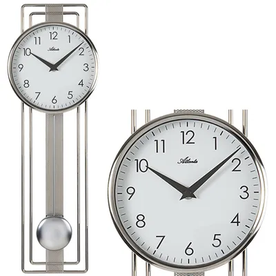 Produktbild von Atlanta 5055 Wanduhr Quarz mit Pendel Pendeluhr silbern