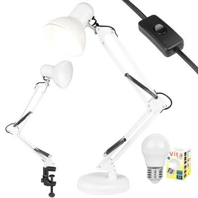 Produktbild von MasterLED Schreibtischlampe 4000K neutralweiß E27 weiß mit Klemme verstellbarem Arm