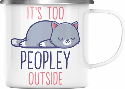Produktbild von Trendation - Lustige Emaille Tasse mit Spruch Katzenbesitzer Geschenk Sprüche Emaille Emaille Tasse (Silber)