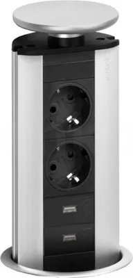 Produktbild von Schulte EVOline Port 03.010 versenkbare Steckdose 2 + 2 fach USB Charger unten