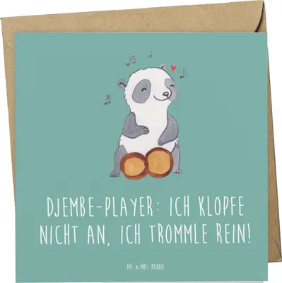 Produktbild von Mr. & Mrs. Panda Klappkarte Djembe Rhythmus - Meeresbrise - Geschenk, Percussion, Holz Trommel, afrikanische, Glückwunschkarte, faltkarte, Musik, Instrument, doppelkarte