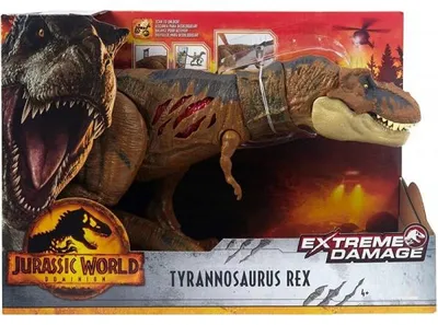 Image de Coffret dinosaure tyrannosaurus rex 43 cm - articule - dino extreme damage - jurassic world - mattel hgc19
