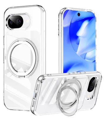 Produktbild von MagSafe Handy Hülle für Google Pixel 10a aufstellbares Cover Silber Silikon TPU