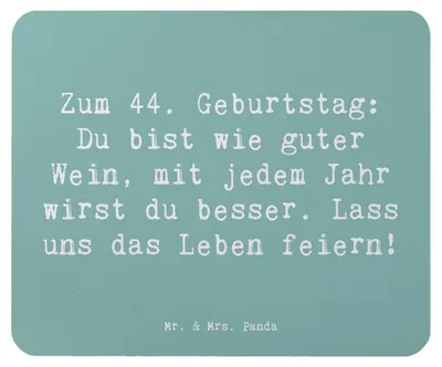 Produktbild von Mr. & Mrs. Panda Mauspad Spruch 44. Geburtstag - Meeresbrise - Geschenk, unvergesslich, Zuneigung, Mouse Pad, pc, Mousepad, Geburtstagsgeschenk, liebevoller, laptop