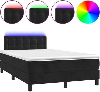 Produktbild von vidaXL Boxspringbett mit Matratze & LED Schwarz 120x200 cm Samt