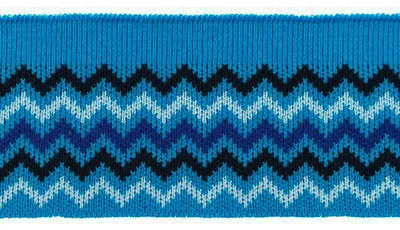 Cuff Bündchen Strickbündchen 110x7cm Baumwolle elastisch, Zacken blau
