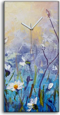 Produktbild von Dekor Leinwand Uhr Wandbilder Geräuschlos 30x60 Ölgemälde Blumen blumig - weiße Hände