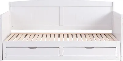 Produktbild von Ausziehbett - 90 x 190 oder 180 x 190 cm - Mit ausziehbarem Lattenrost & Schubladen - Kiefer & MDF - Weiß - DINIVA