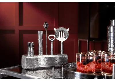 Produktbild von NASSAU/Barzubehör Set, 6tlg, Edelstahl, gehämmert