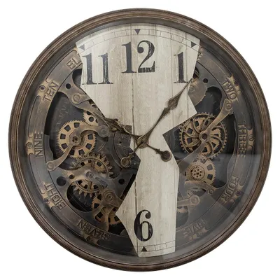 Produktbild von Clayre & Eef Wanduhr Ø 76x10 cm Braun Beige Kunststoff
