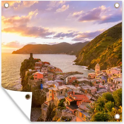 Produktbild von MuchoWow® 50x50 cm Outdoor-Poster Gartendeko Sichtschutz Garten Poster für den Garten  Sonnenuntergang in Cinque Terre