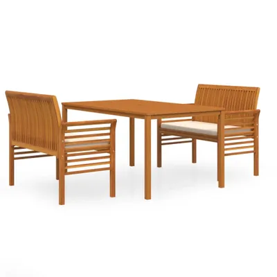 Immagine prodotto di vidaXL Set da pranzo da giardino 3 pezzi con cuscini in legno massello di acacia