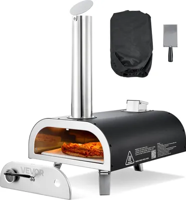 Zdjęcie produktu dla VEVOR Piec do pizzy Outdoor 12 cali Piec do pizzy na pelety z wbudowanym termometrem (maks. 540 °C) i łopatką oraz torbą transportową, przenośny piec do pizzy do ogrodu i na kemping, srebrny