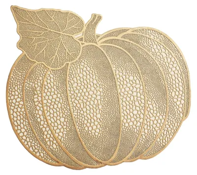 Immagine prodotto di Omgoods - Sottopiatti a forma di zucca, confezione da 6 pezzi - Resistenti al calore - Antiscivolo - Lavabili - In PVC - Dimensioni 42 x 42 cm - Sottopiatti